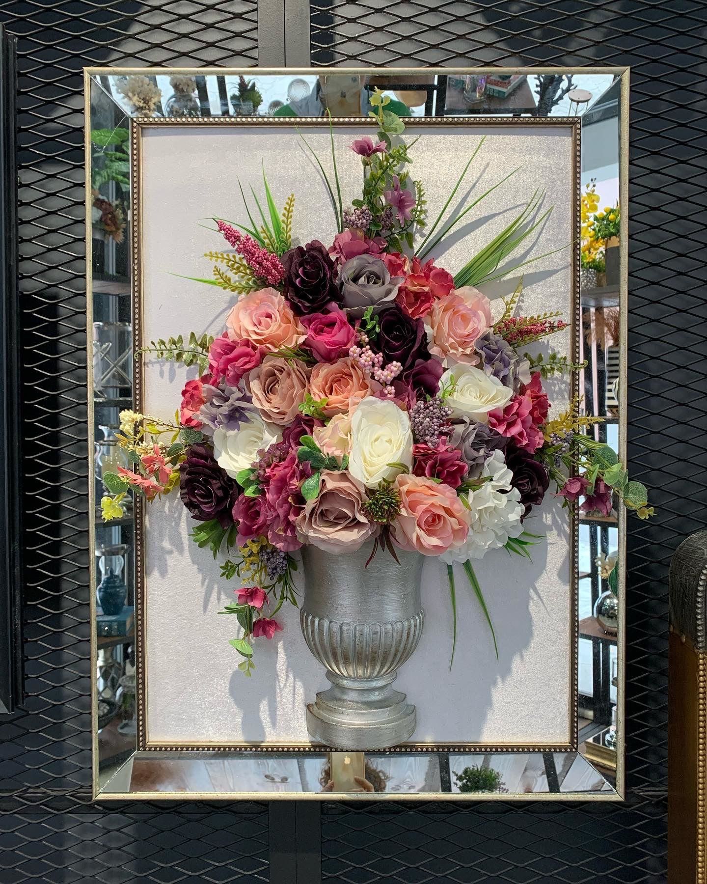 Dekoratif 3D Çiçekli Ayna Çerçeve Tablo No:2