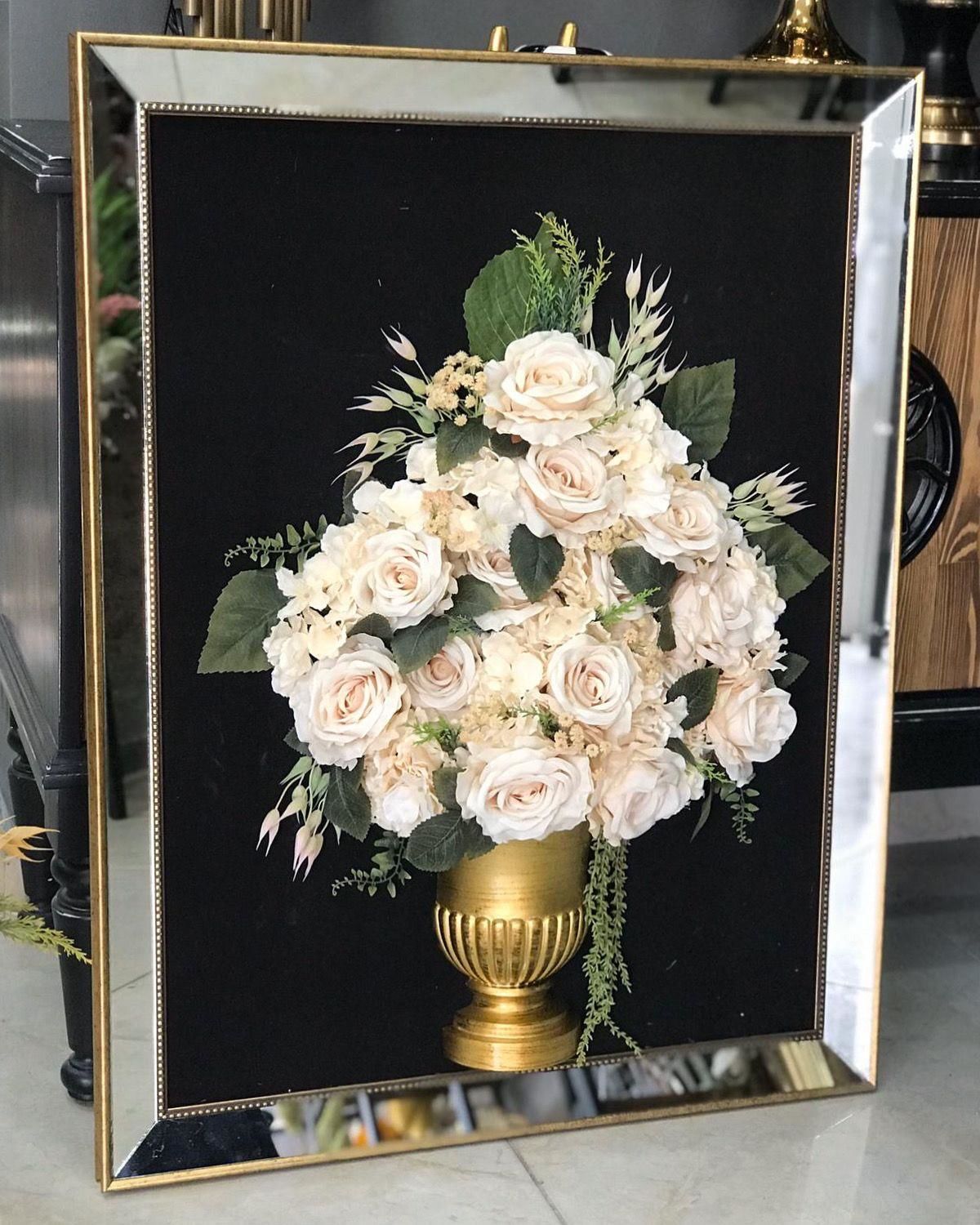 Dekoratif 3D Çiçekli Ayna Çerçeve Tablo No:4