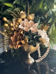 Yapay Çiçekli Antik Yuvarlak Vazo No:8