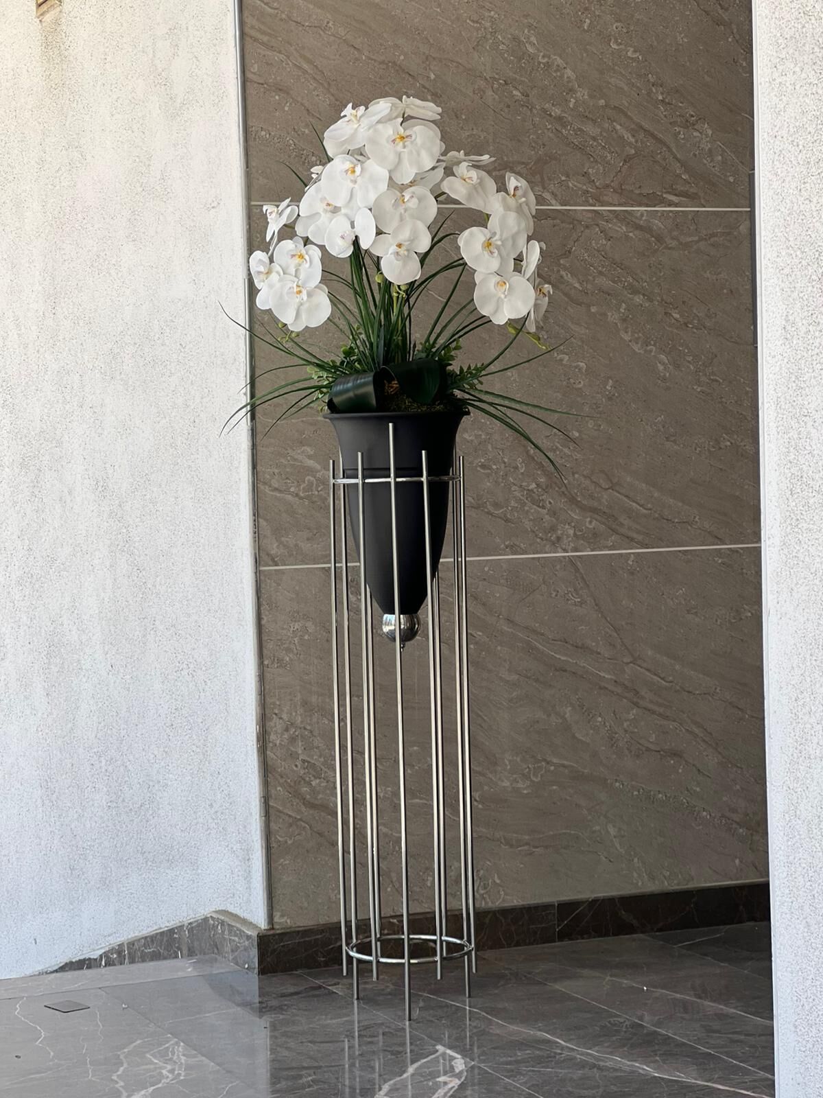 Orkideli Yer Vazosu Büyük Boy