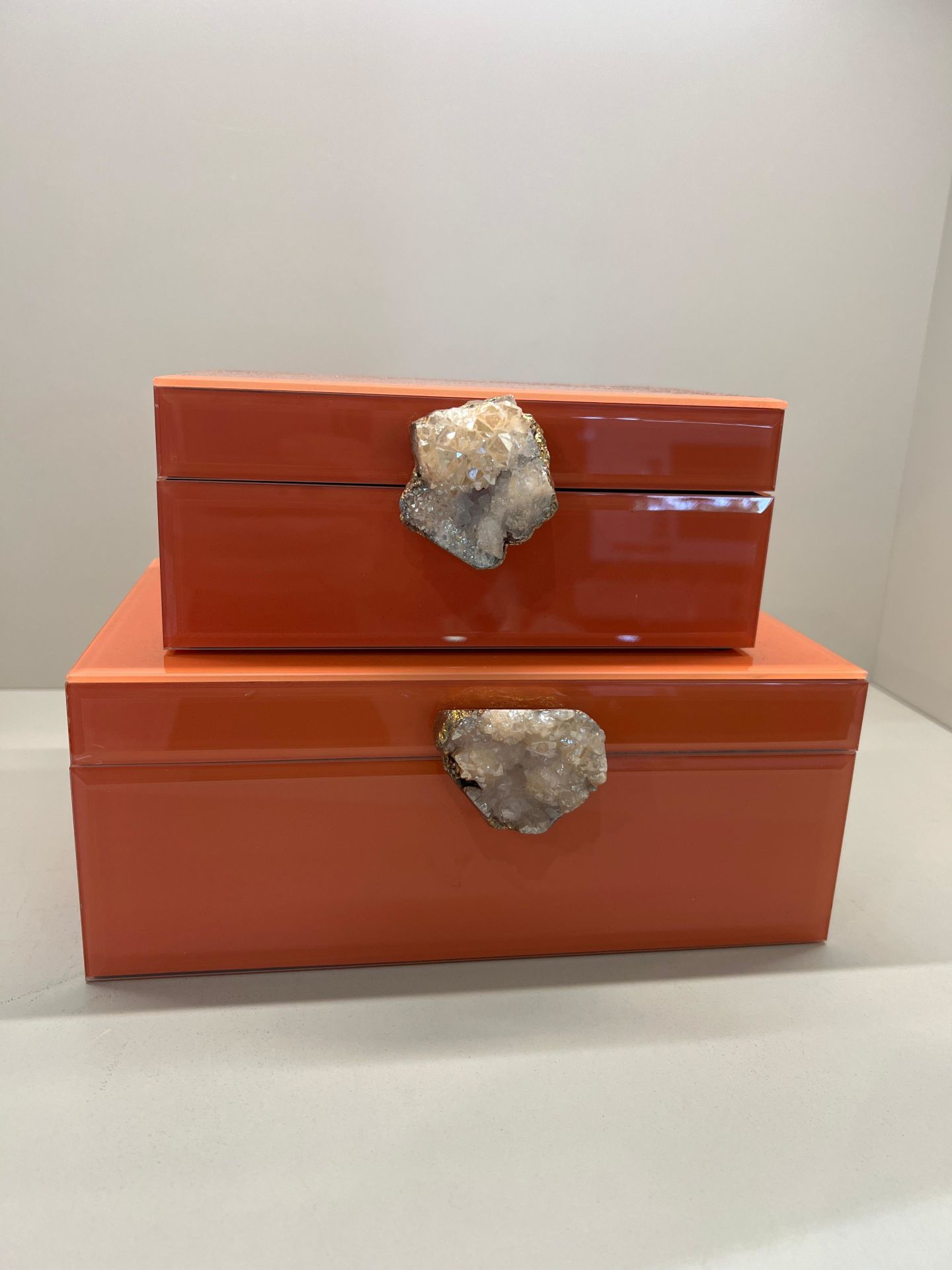 Doğal Taşlı İkili Dekoratif Cam Kutu No:1