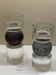 İkili kristal Füme Mumluk Set