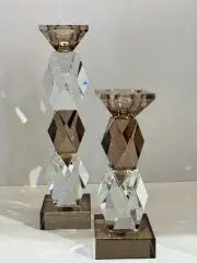 İkili Kristal Prizma Şamdan Bronz