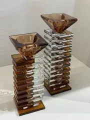 İkili Kristal Katlı Şamdan