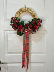 Kırmızı Toplu Yılbaşı Çelengi