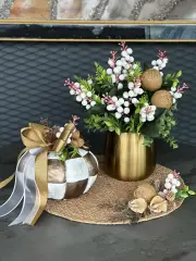 Gold Metal Vazolu Kabak Set