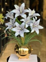 Yapay Mavi Lilyumlu Gold Zımba Vazo