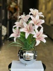 Yapay Somon Lilyumlu Gold Zımba Vazo