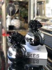 İkili Yapay Siyah Mercanlı Gümüş Küre