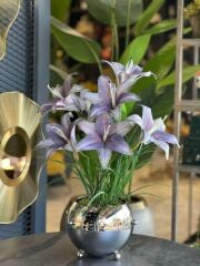 Yapay Mavi Lilyumlu Gümüş Zımba Vazo