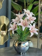 Yapay Somon Lilyumlu Gümüş Zımba Vazo