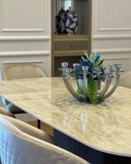 8 Kollu Füme Renk Kristal Şamdan & Çiçek Tanzimli Vazo No:1