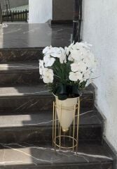 Orkideli Yer Vazosu Küçük Boy