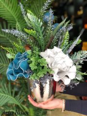 Yapay Çiçekli Gold Dövmeli Vazo No:4