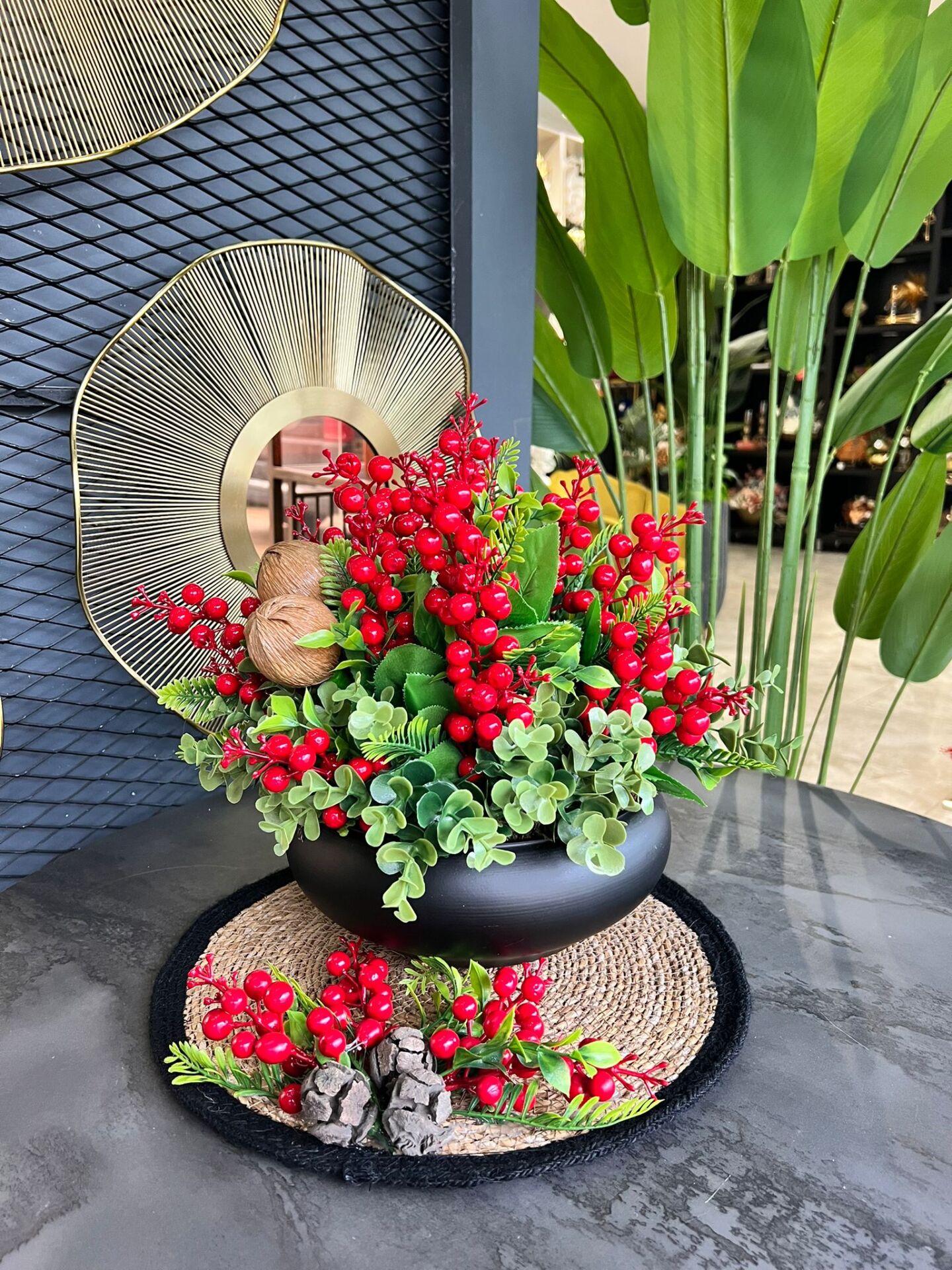 Kırmızı Kokinalı Yassı Vazolu Suplalı Set