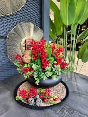 Kırmızı Kokinalı Yassı Vazolu Suplalı Set