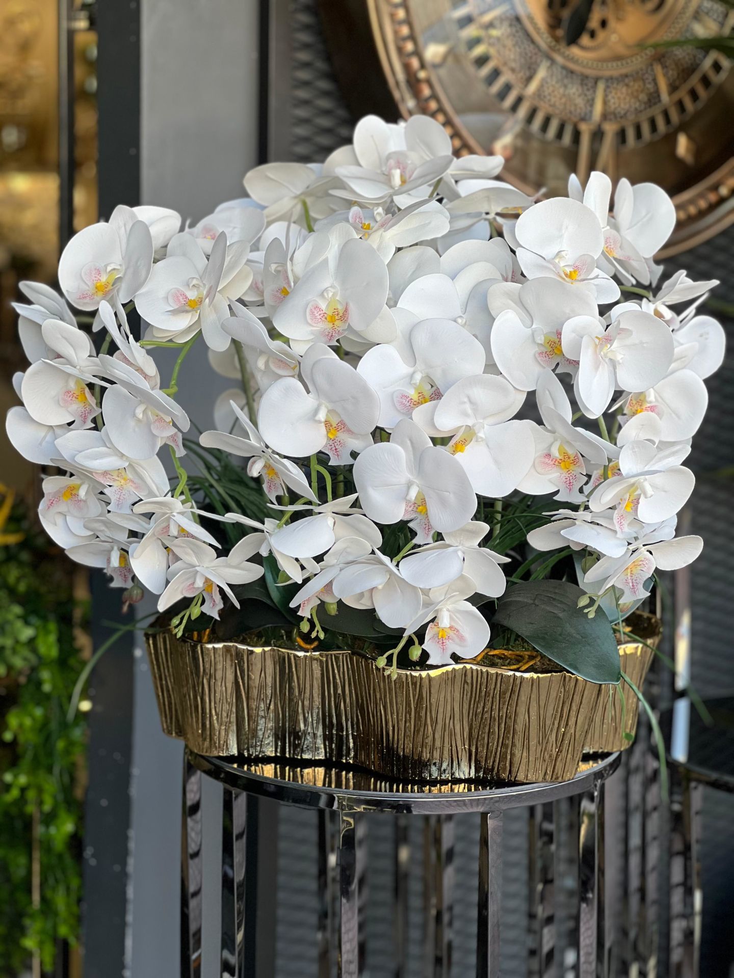 8 Dallı Orkide Gold Döküm Ada Vazo