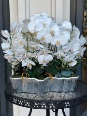 8 Dallı Orkide Gümüş Döküm Ada Vazo