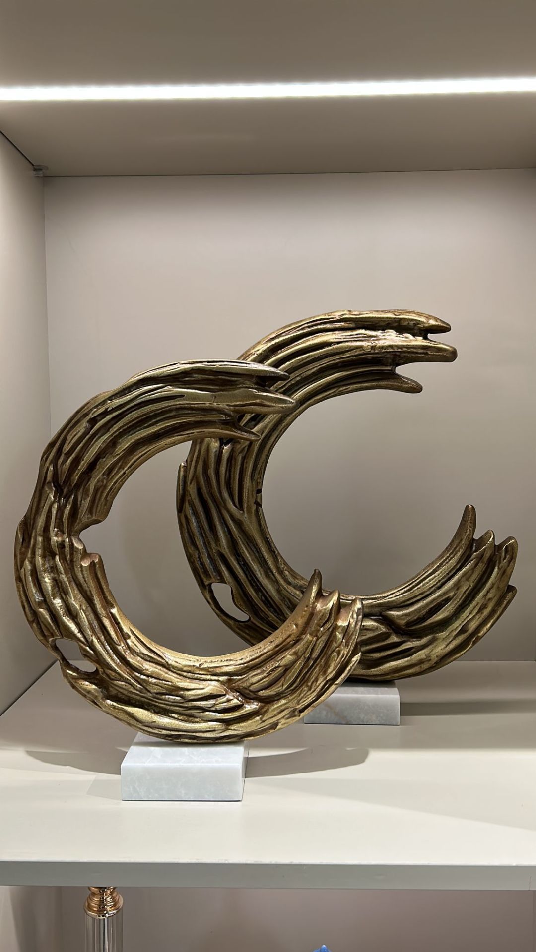 Mermer Kaideli Ay Dekor İkili Takım - Antik Gold