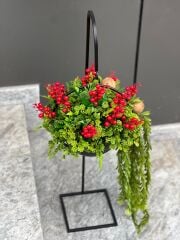 AYAKLI YER VAZOSU SALINCAK KIRMIZI