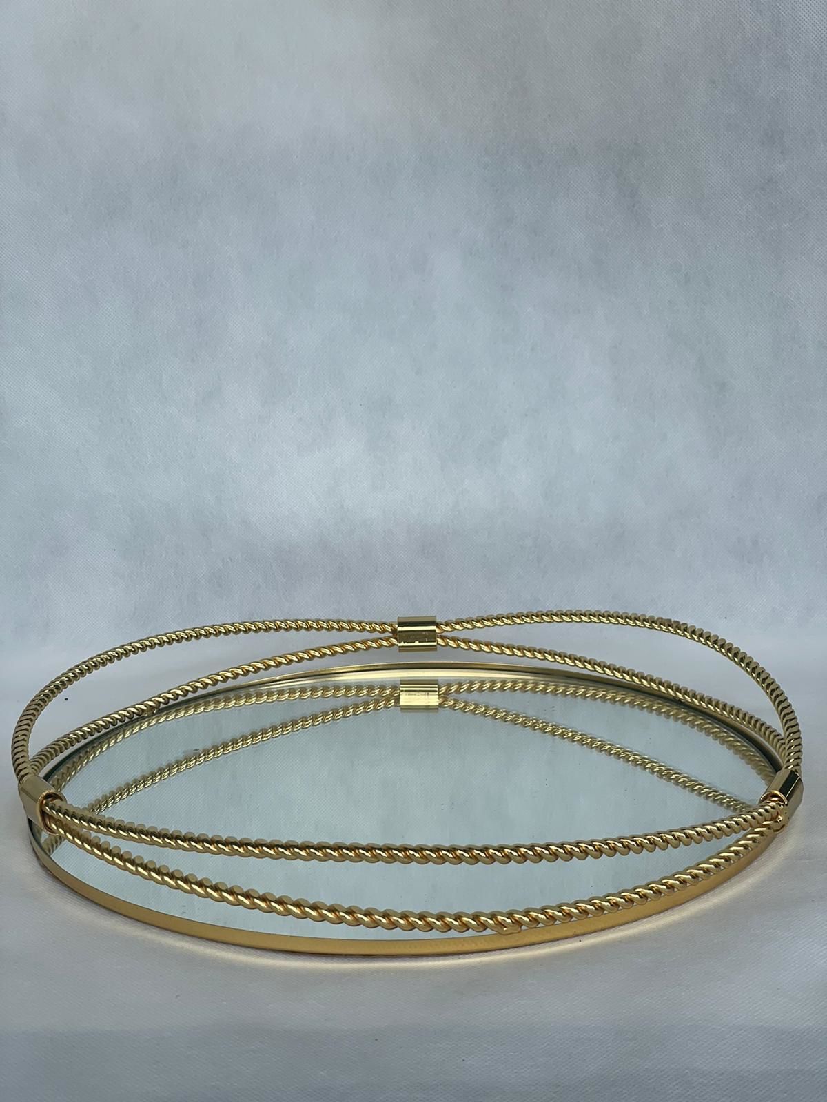 Gold Burgulu Aynalı Tepsi