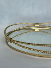 Gold Burgulu Aynalı Tepsi