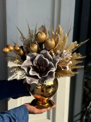 Yapay Çiçekli Ayaklı Mercan Vazo