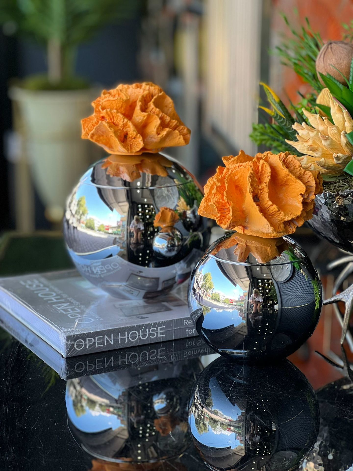 İkili Gümüş Küp Yapay Mercanlı-Turuncu