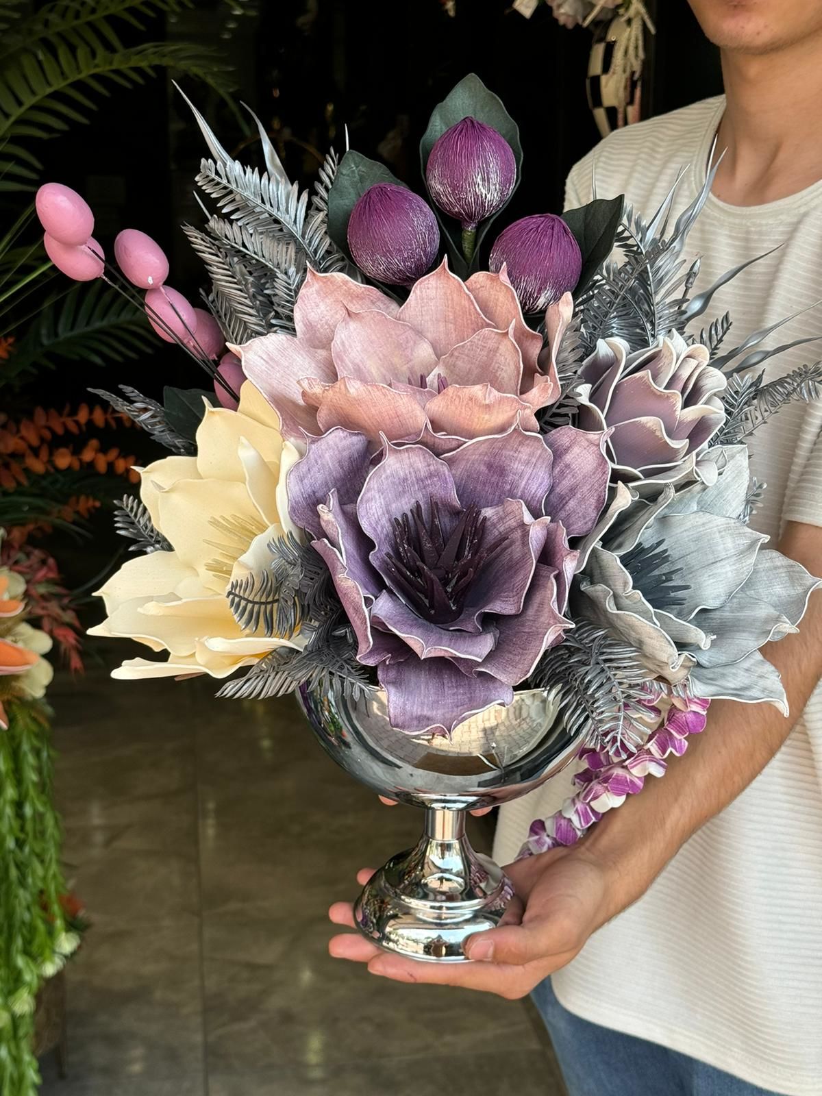 Yapay Çiçekli Kupa Vazo No:1