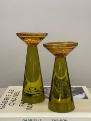 İkili Kristal İthal Ufo Mumluk Set - Haki Yeşili