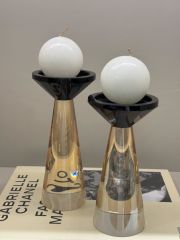 İkili Kristal İthal Ufo Mumluk Set - Bal Renk