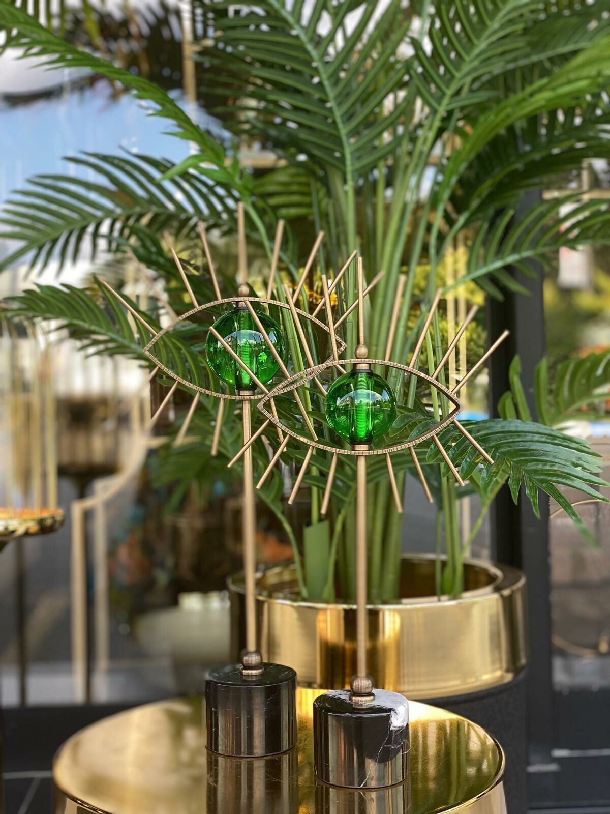 Pirinç Mermer Kaideli Göz Dekor Yeşil