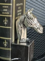 Pirinç At Kitap Tutucu Gümüş İkili