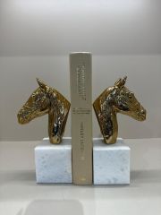 Pirinç At Kitap Tutucu Gold İkili