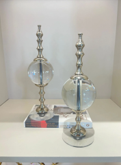 İkili Cam Ayaklı Kristal Küre Gümüş