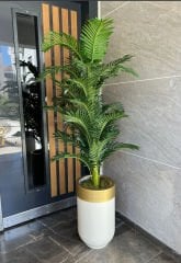 Yapay Arekalı Davul Saksı Krem Gold No:2