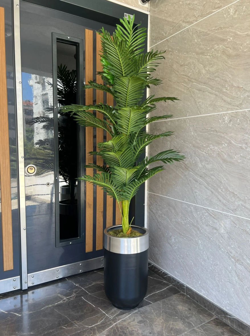 Yapay Arekalı Davul Saksı Siyah Gümüş No:3