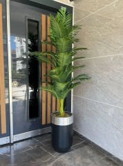 Yapay Arekalı Davul Saksı Siyah Gümüş No:3