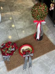 Kapı Önü Paspas Set 3 Parça Kırmızı