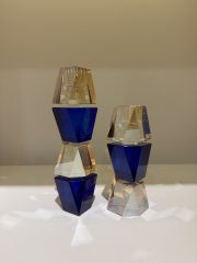 İkili Bal Mavi Kristal Mumluk Set