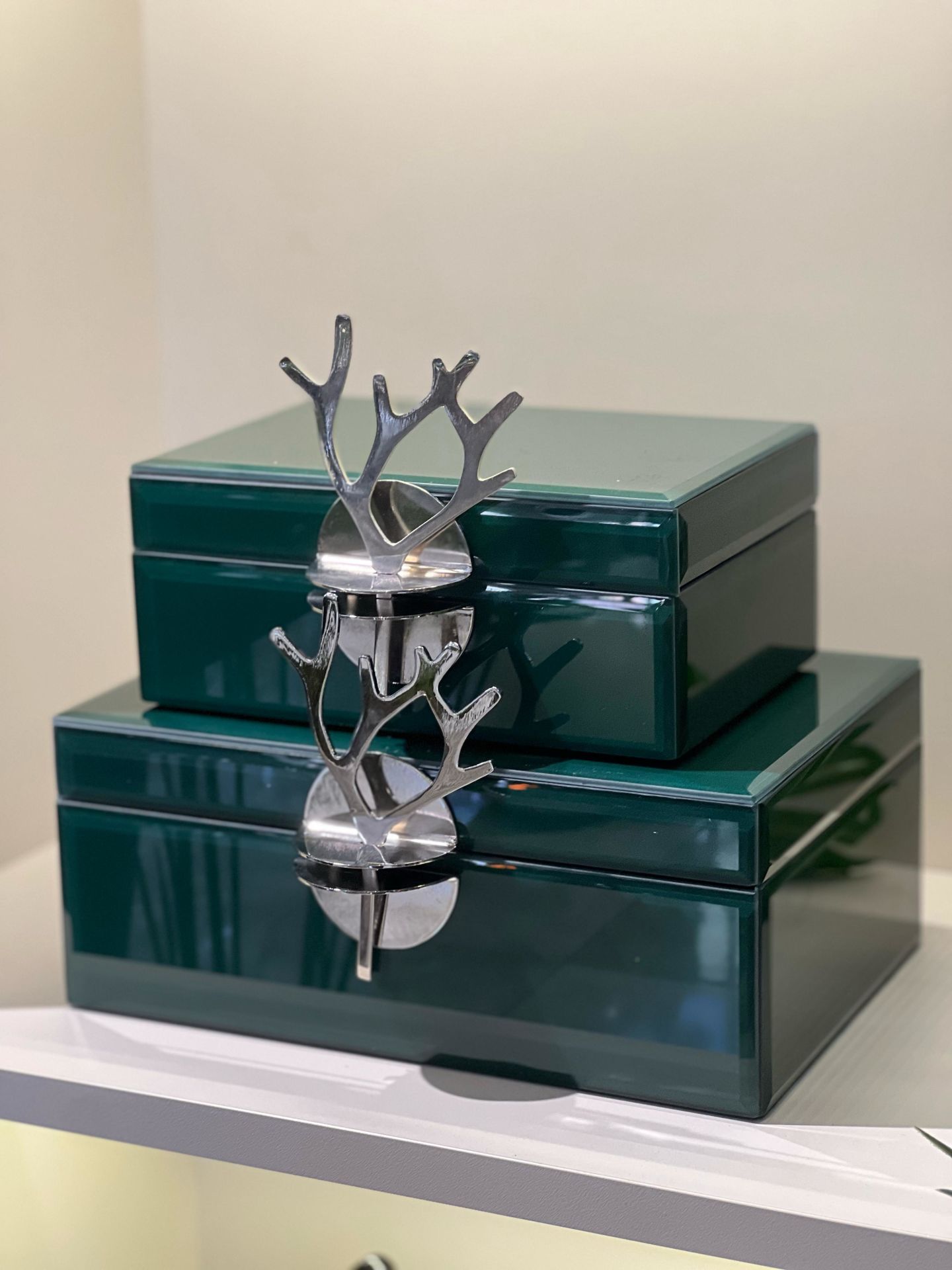 Dekoratif Cam Kutu İkili No:12